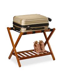 Porte-Valise Pliant en Bois - 2 Étagères