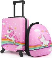 Valise Licorne pour Filles - Ensemble à Roulettes