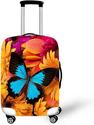 Housse de Valise Élastique Papillon 3D à Fleurs