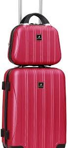 Valise Rigide 4 Roues et Vanity Case Rose - Madisson