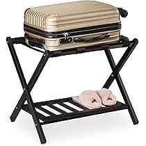 Support de Valise Pliant en Bois Relaxdays