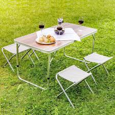 Ensemble Table Pliante Valise avec 4 Tabourets Portable