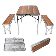 Table pliante en aluminium avec bancs - Camping et BBQ