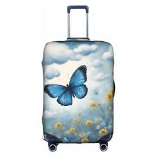 Housse de bagage papillon & nuages - Bleu - 45
