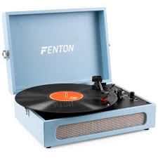 Platine Vinyle Bluetooth Fenton RP118E - Valise Cuir Bleu
