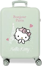 Valise Cabine Rigide Hello Kitty Paris - Verte 38x55x20 cm