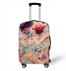 Housse de Valise Vintage Carte Marron