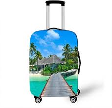 Housse de Valise Élastique "Paysage de Plage" - Protection Lavable