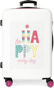 Valise Enso Be Happy Rose - Moyenne Rigide 45x68x26 cm