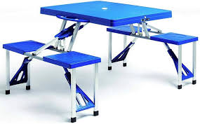Table de Camping Pliante Alu avec Chaises et Parasol