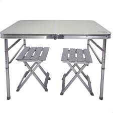 Table Pliante AKTIVE avec 2 Tabourets et Poignée
