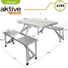 Table de Camping Pliable AKTIVE avec Chaises - 135 x 86 x 67 cm
