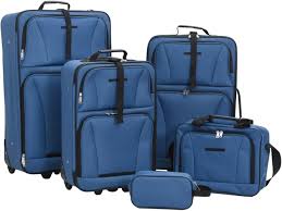Ensemble de Bagages de Voyage en Tissu Bleu