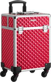 Valise de Maquillage Professionnelle Rouge avec Roulettes