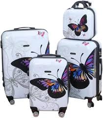 CELIMS - Ensemble Valise en Polycarbonate Blanc 4 pièces