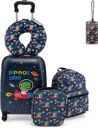 DREAMADE Ensemble Valise Enfant 16" & Sac à Dos 13" avec Oreiller