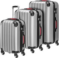 Lot de 3 Valises Rigides Argent MONZANA® - M/L/XL 4 Roues