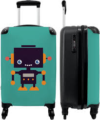 Valise Garçon Robot Colorier - Vert 55x35x20cm