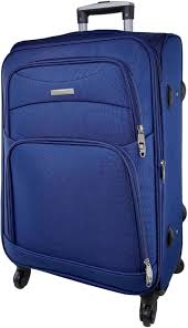 Valise de Voyage Moyenne 24" en Tissu Bleu Foncé avec Roulettes Pivotantes