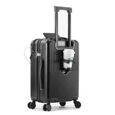 Valise Cabine 20in avec Roues 360° et Porte-Gobelet - Noir