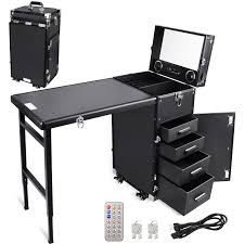 Valise Maquillage Portable avec Tiroirs et Miroirs Bluetooth