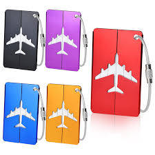 Étiquettes de Valise en Aluminium - 5 Pcs avec Cordon en Inox