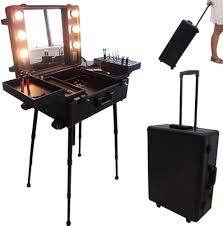 Valise Trolley Maquillage Noir avec Ampoules