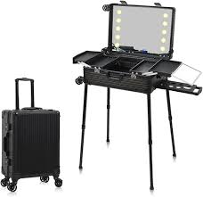 Valise de Maquillage Professionnelle avec Roulettes - Station Esthétique Noir