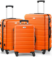 Ensemble de 3 Valises Rigides Orange avec Roues Pivotantes