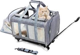 BEAUTYMONKEY.K : Sac de Transport à Roulettes pour 2 Chats