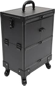 Valise Coiffeur à Roulettes Noir - Grande et Verrouillable