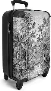 Valise à Roulettes Jungle - Taille Cabine Noir & Blanc