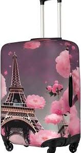 Housse de Valise Paris - Tour Eiffel Rose Fleurie