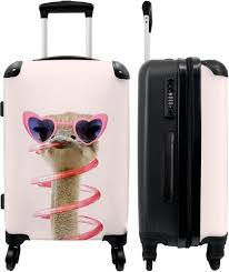 Valise Ado Fille Autruche Rose 67 cm avec Lunettes de Soleil