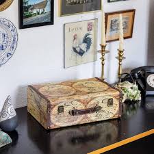 Valise en Bois Vintage HMF VKO104 - 38 x 26 x 13 cm