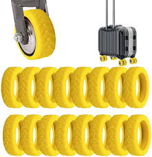 Lot de 8 Protections Silencieuses pour Roulettes de Valise - Silicone Universel Jaune