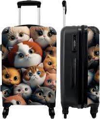 Valise Enfant Chat Marron-Gris 66 cm - 90L - NoBoringSuitcases.com