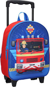 Sam Le Pompier - Sac à Dos Roulettes Enfant Rouge et Bleu