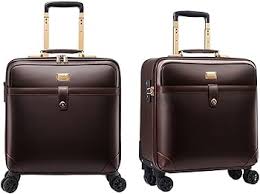 OUYUE Ensemble de Voyage en Cuir - Valise à Roulettes 2 Pièces