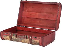 Valise Vintage en Bois Composite - Motif Carte Classique