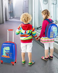 Valise Enfants 16'' à Roulettes Lumineuses COSTWAY