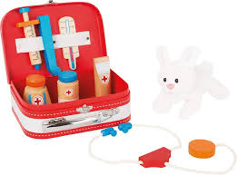 Valise Vétérinaire en Bois avec Accessoires et Lapin en Peluche