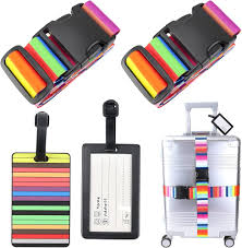 Sangles à Bagages Réglables avec Étiquettes - 2 pcs