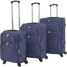 Ensemble de Valises Souples 3 pcs Bleu Marine