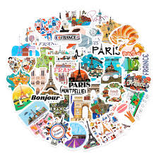 50 Autocollants Romantiques de Voyage en France