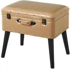 Pouf de Rangement Valise en Cuir - Relax World