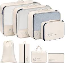 Lot de 8 Sacs de Rangement DIMJ - Organisateur de Voyage Beige