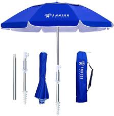 Parasol de Plage Pliable AMMSUN avec Ancre et Protection Coupe-Vent