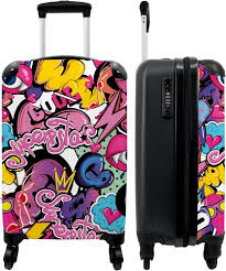 Valise Chariot Enfant Superstar - Motif Lèvres 55x35x25 cm